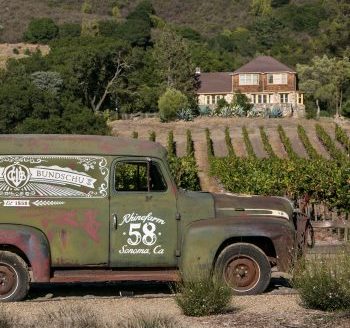 Truck parked outside of the vineyard