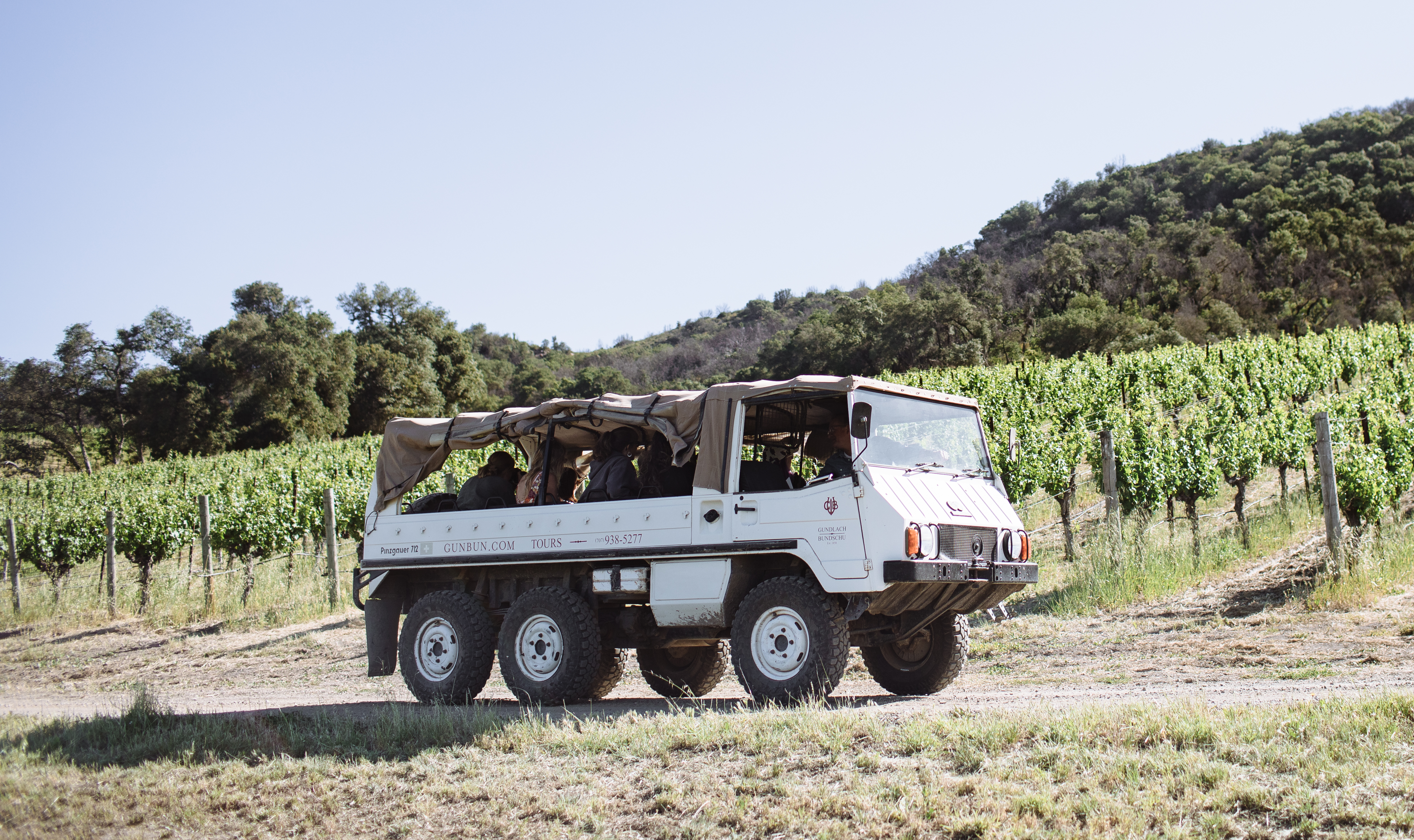Pinz truck against vineyards