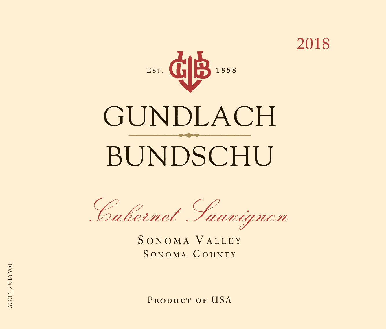 Gundlach Bundschu 2018 wine label
