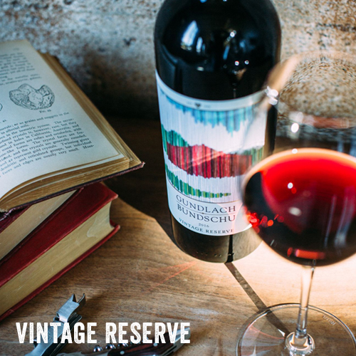 Vintage Reserve wine bottle and glass
