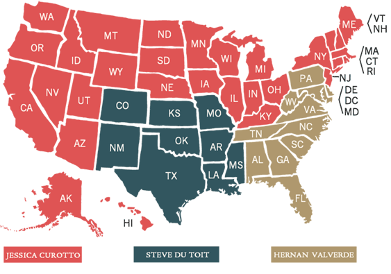 Sales regions by state map