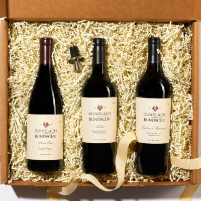 gift set with three red wines
