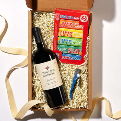 gift set with one wine and chocolate