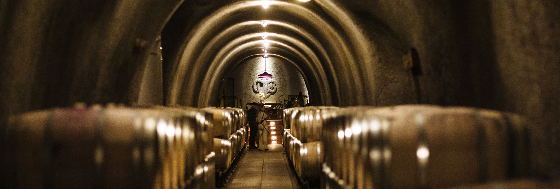 wine cave looking towards the end with a sepia tone treatment